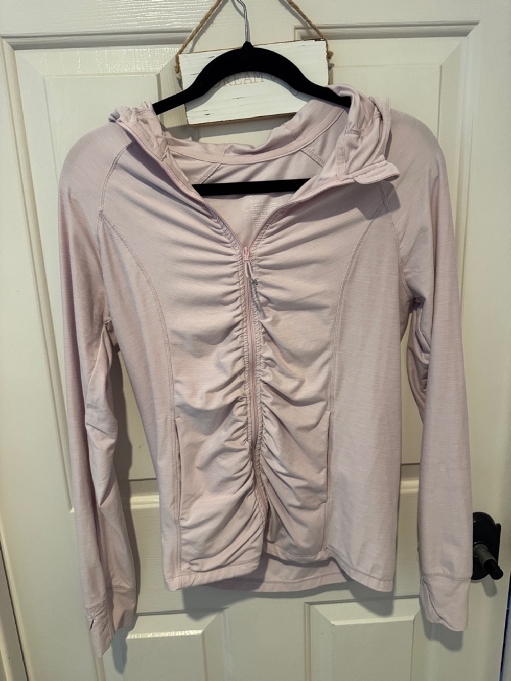 all in motion Light Pink Ruched Long-Sleeve Hooded Top